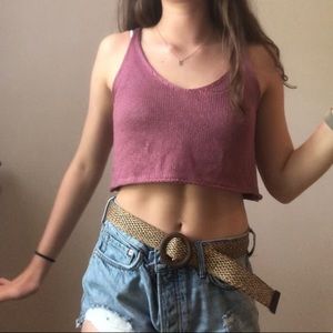 Purple knit crop tank